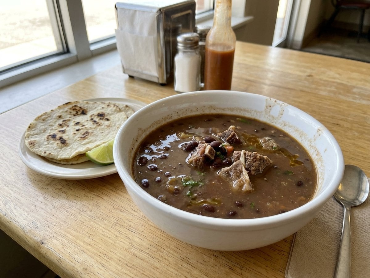 Sopa de frijoles con carne